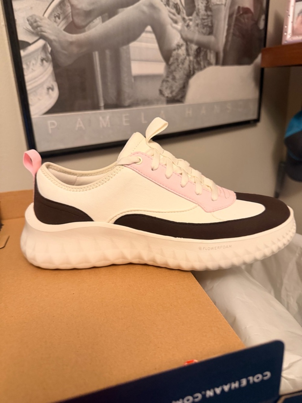 Cole Haan Cream, Pink & Brown Womens Sneakers